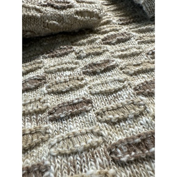 Vintage Alan Stuart Knit Sweater 3D Beige  Pullover 90's 100% Cotton Large L - Picture 2 of 5